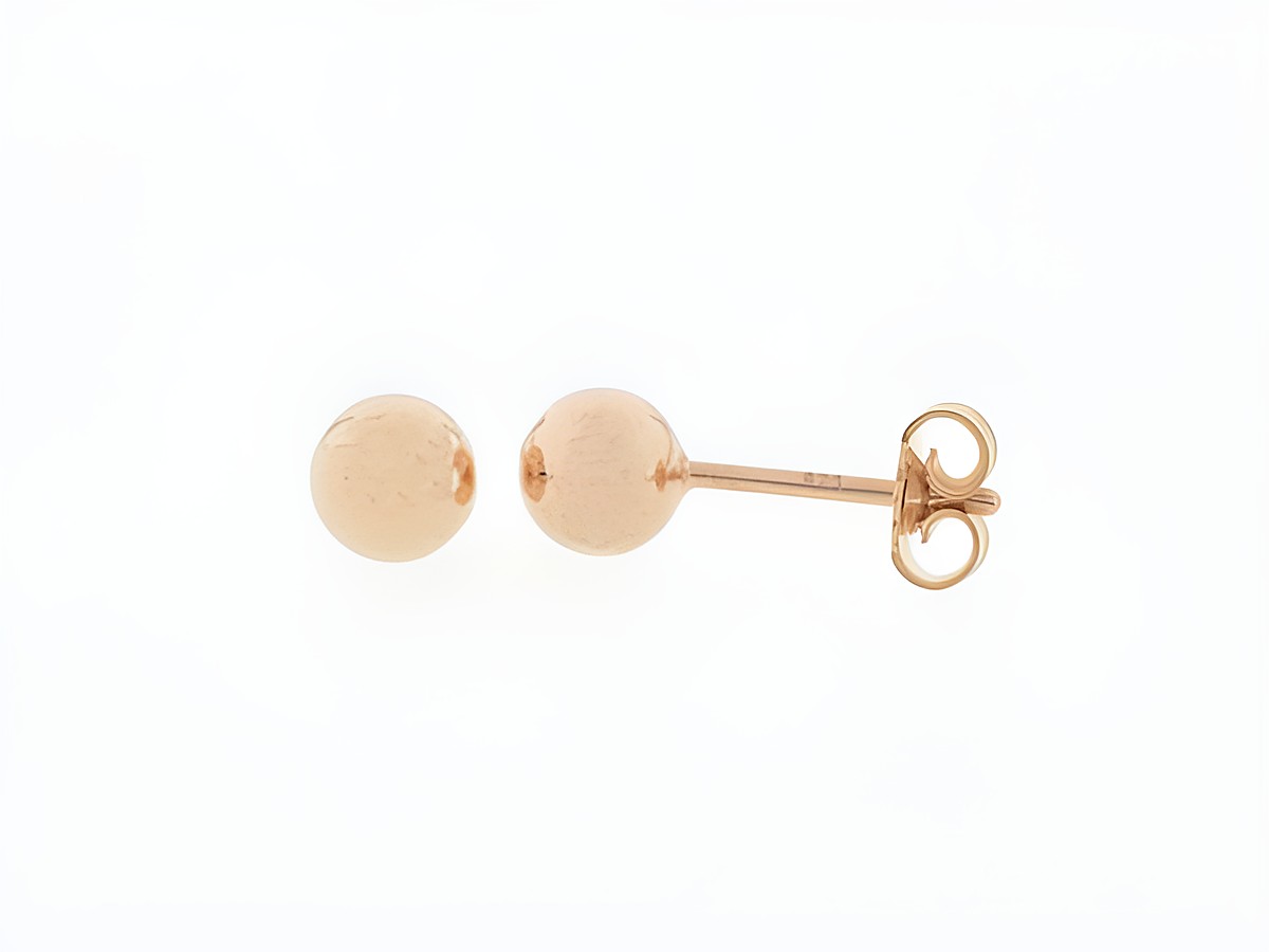 Silber Ohrringe Kugel Silber rosé vergoldet 5 mm Stecker, Hersteller Juwelier Harnisch, Ohrstecker ohne Stein in elegantem Design.