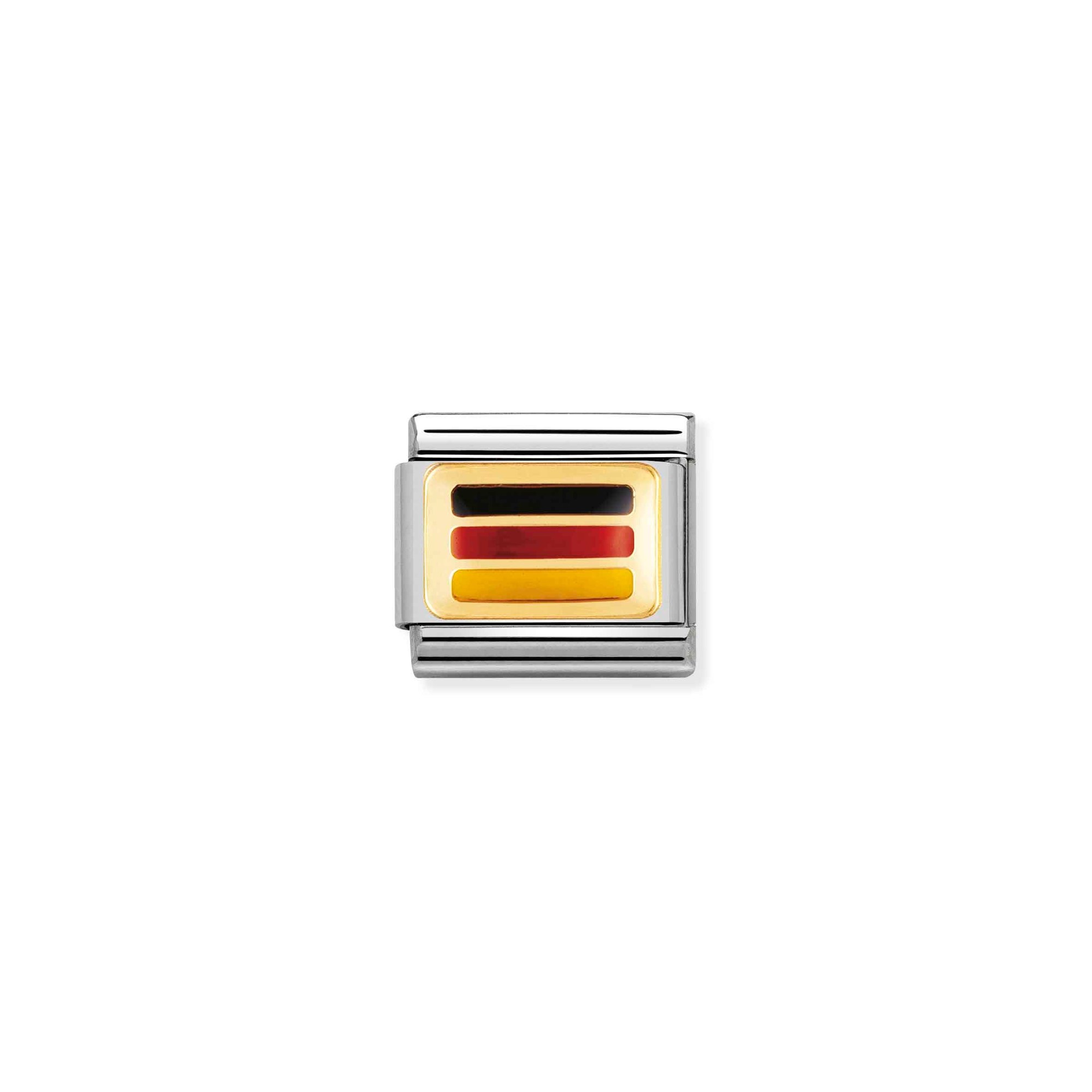 Nomination Composable Classic Charm Flagge Deutschland - Edelstahl, Gold 750 Gelbgold, Emaille