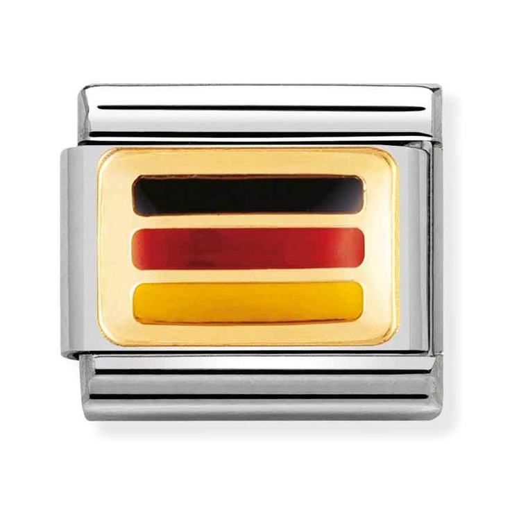 Nomination Composable Classic Charm Flagge Deutschland - Edelstahl, Gold 750 Gelbgold, Emaille
