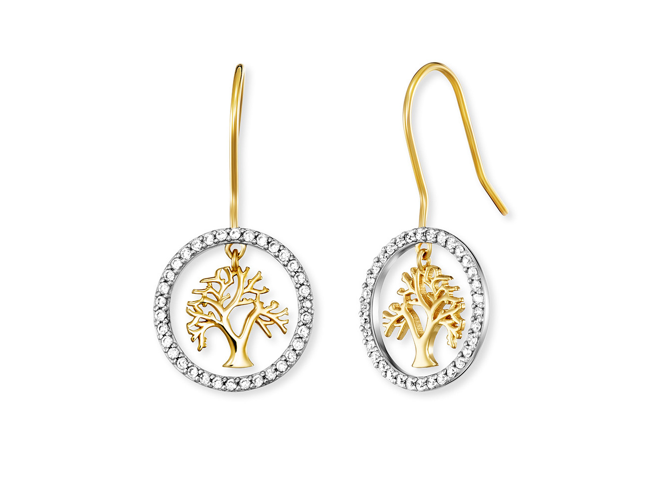 Engelsrufer ERE-LILTREE-ZI-G-H LILTREE Ohrhänger Lebensbaum Bicolor mit Zirkonia - Silber rhod. Bicolor Ohrringe mit Lebensbaum-Motiv in Gold und Silber, umrahmt von funkelnden Zirkonia-Steinen, Elegant und stilvoll, perfekte Ergänzung für jedes Outfit.