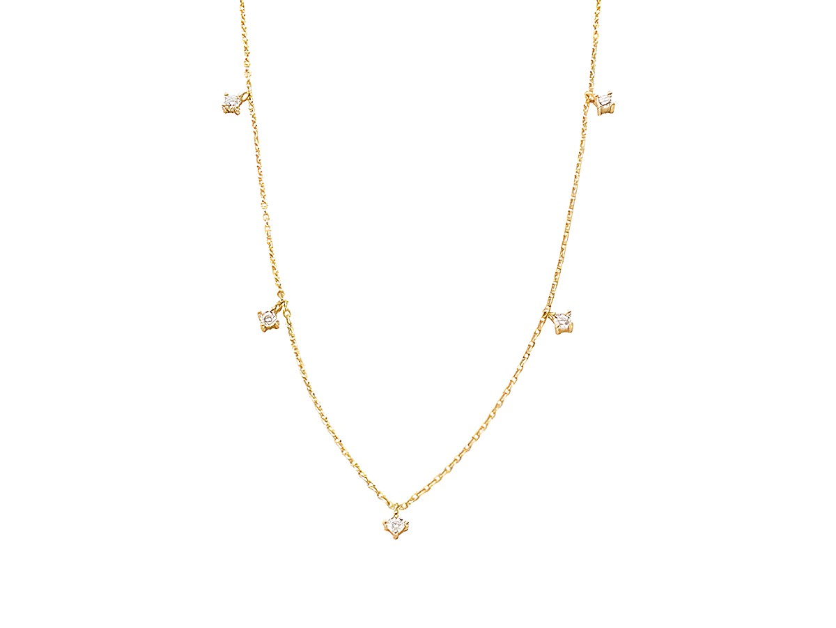 Xenox Sterling Silber Kette XS2036G in KRAPPE GOLD mit glänzenden Ziersteinen, Länge von 40-45 cm, elegantes und zeitloses Design, ideal als modisches Accessoire.