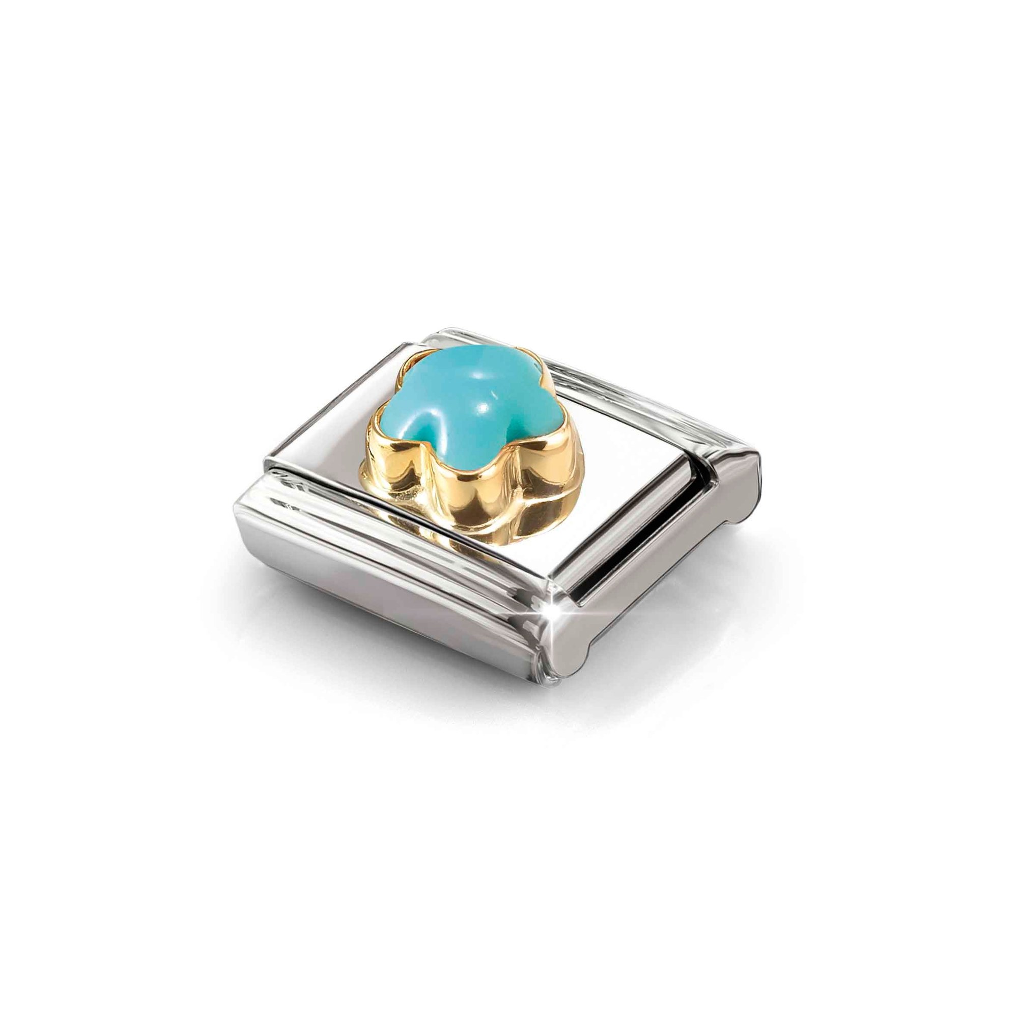 Nomination Composable Classic Charm Blüte Türkis - Edelstahl, Gold 750 Gelbgold – Ansicht 4