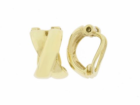Gold Ohrclip gekreuzt modisch 333 Gold Hersteller Juwelier Harnisch Ohrclip.