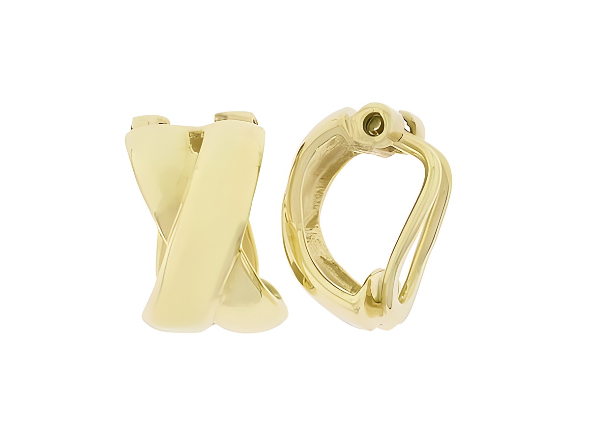 Gold Ohrclip gekreuzt modisch 333 Gold Hersteller Juwelier Harnisch Ohrclip.