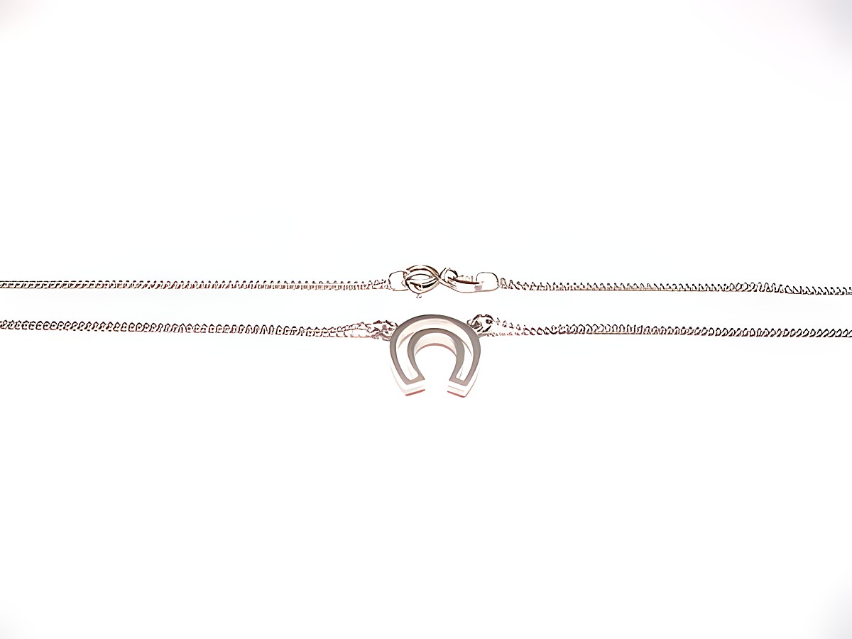 Silberkette mit Hufeisen für Pferde-Liebhaber 42 cm, Produkt von Juwelier Harnisch, elegantes Mittelteil mit Hufeisenmotiv, ideal für nostalgische Schmuckliebhaber.