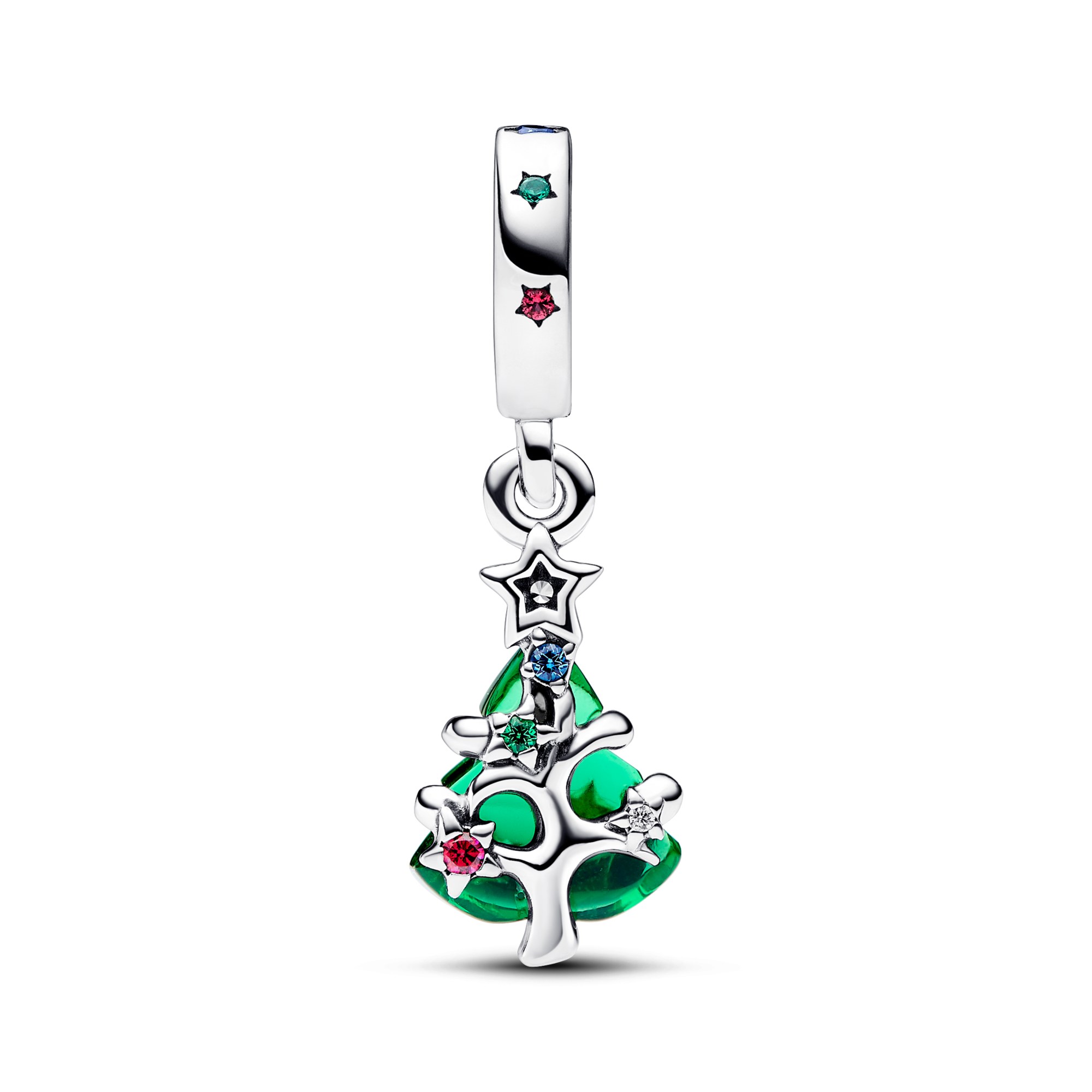 Pandora Funkelnder Weihnachtsbaum Charm-Anhänger - Sterling Silber - Steinmix Multicolor – Ansicht 2