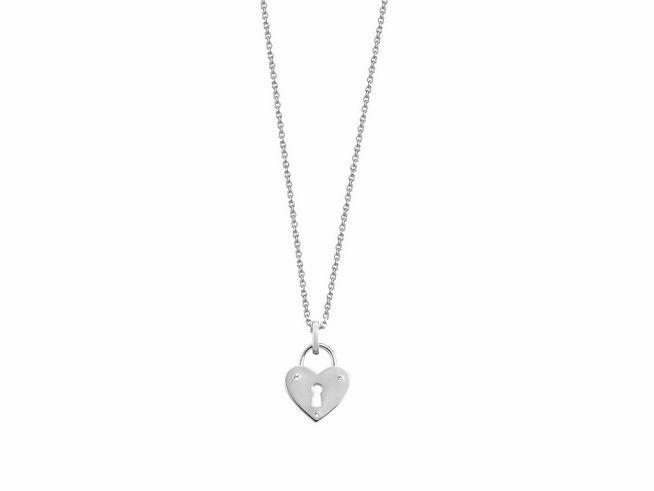 Xenox Sterling Silber Kette XS3613 von 40-45 cm mit einer Karreekette und einem Herzanhänger in Form eines Schlosses, symbolisiert Liebe und Zuneigung.
