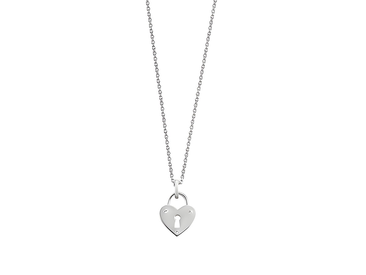 Xenox Sterling Silber Kette XS3613 von 40-45 cm mit einer Karreekette und einem Herzanhänger in Form eines Schlosses, symbolisiert Liebe und Zuneigung.