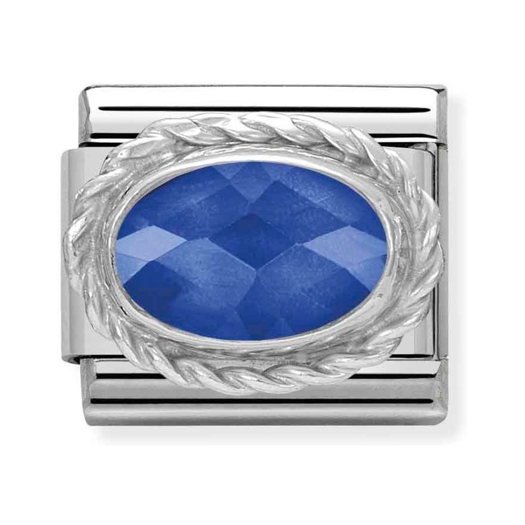 Nomination Composable Classic Charm Kordel Zirkonia blau - Edelstahl, Sterling Silber