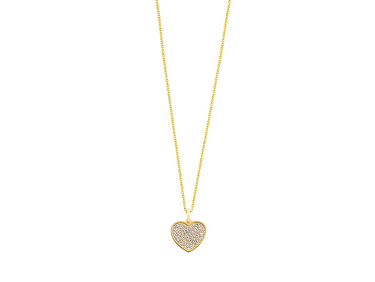 Xenox Sterling Silber Kette XS3604G in Gelbgold vergoldet mit einer Karreekette und einem herzförmigen Anhänger, ideal für eine liebevolle Geste, Länge 40-45 cm.