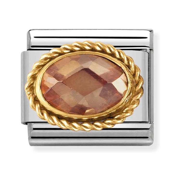 Nomination Composable Classic Charm Kordel Zirkonia champagner - Edelstahl, Gelbgold