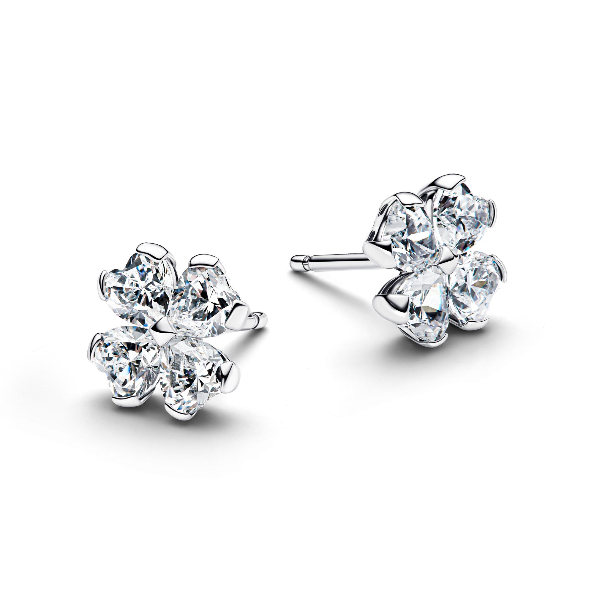 Pandora Funkelndes Glückskleeblatt Ohrstecker - Sterling Silber - Zirkonia – Ansicht 2