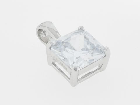 Silber Anhänger in quadratischer Form, modisch gestaltet mit klarem Zirkonia, Hersteller: Juwelier Harnisch, ideal für eleganten Schmuck.