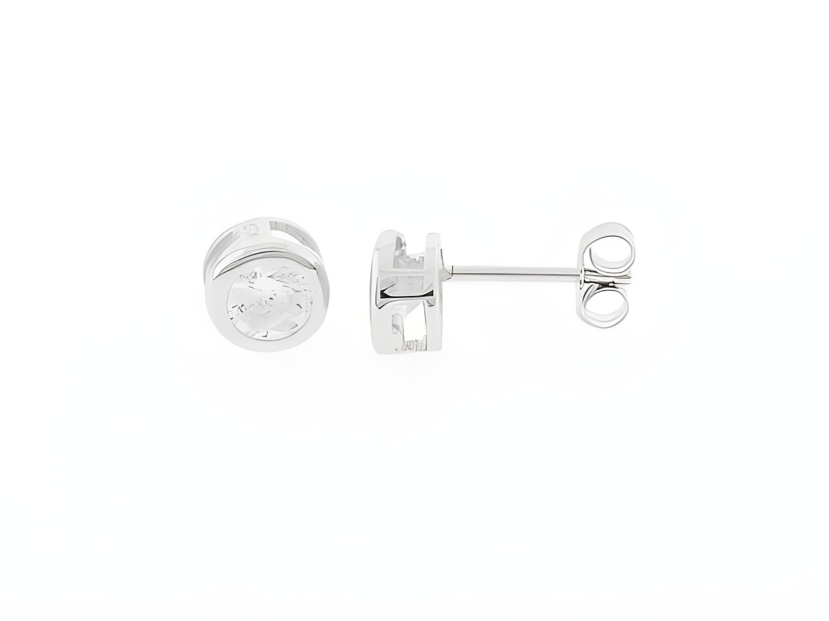 Runde Silber Ohrringe mit einem Durchmesser von 6,5 mm, gefertigt von Juwelier Harnisch, mit Zirkonia als Schmuckstein, ideal für eleganten Schmuck.