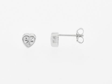 Silber Ohrringe in Herzform, Silber, 6,3 mm, mit Zirkonia Stecker, Hersteller Juwelier Harnisch, ideal für eleganten Schmuck.