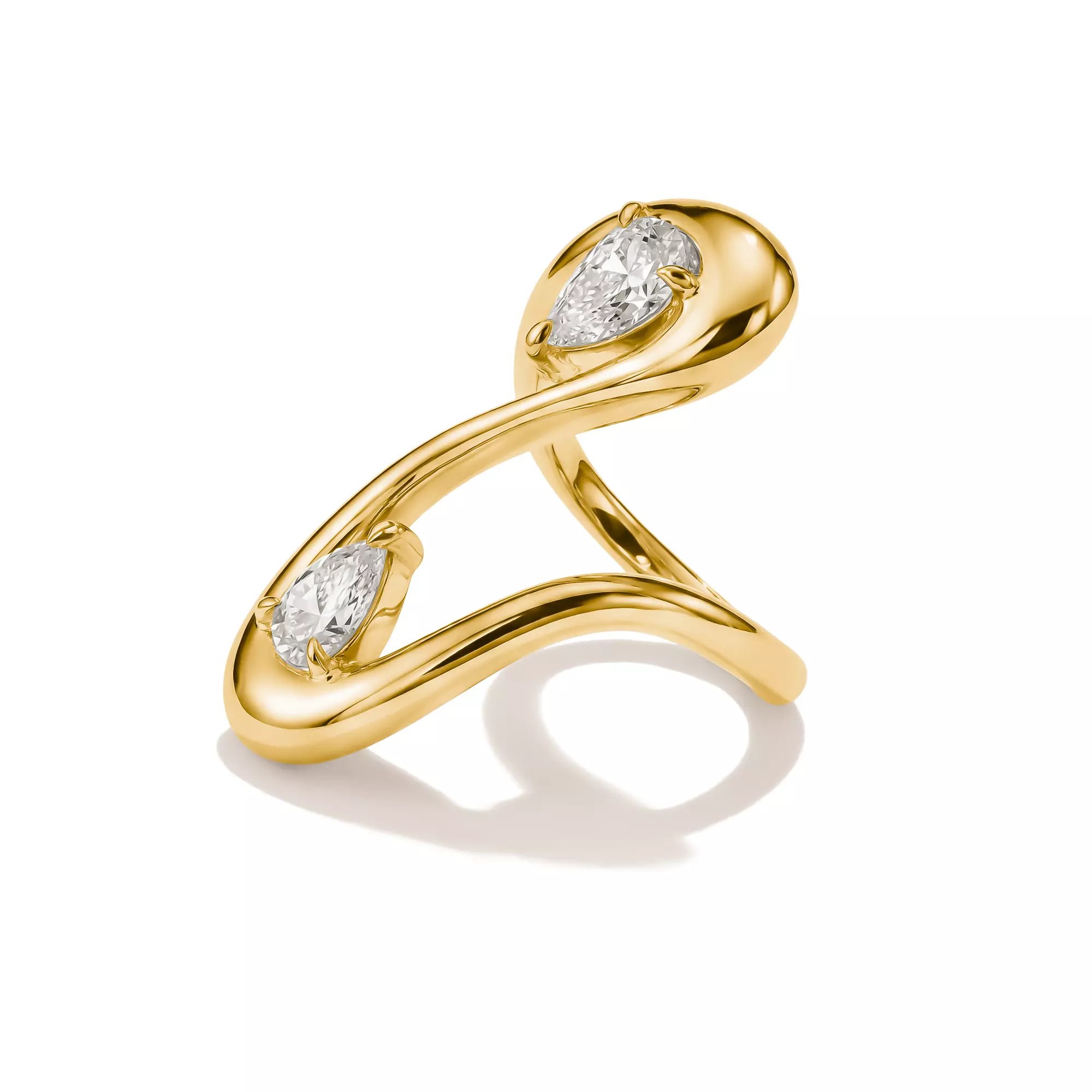 Thomas Sabo Ring mit weißem Zirkonia in Tropfenform – vergoldet – 28,5 mm hoch – Ansicht 2