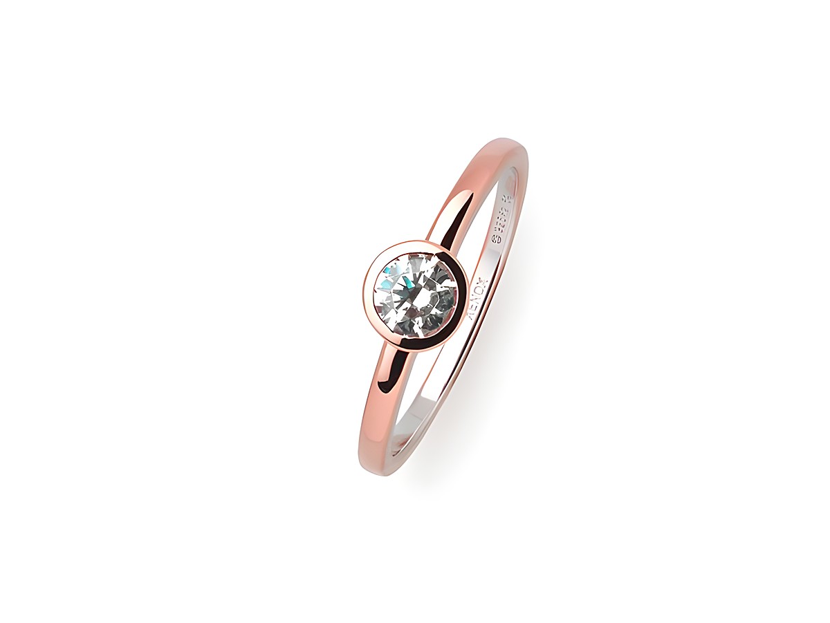Ein eleganter Xenox Sterling Silber Ring XS7279R/54 in Zarge Rosè, vergoldet in Roségold mit einem funkelnden Stein, Größe 54, Hersteller: Xenox.