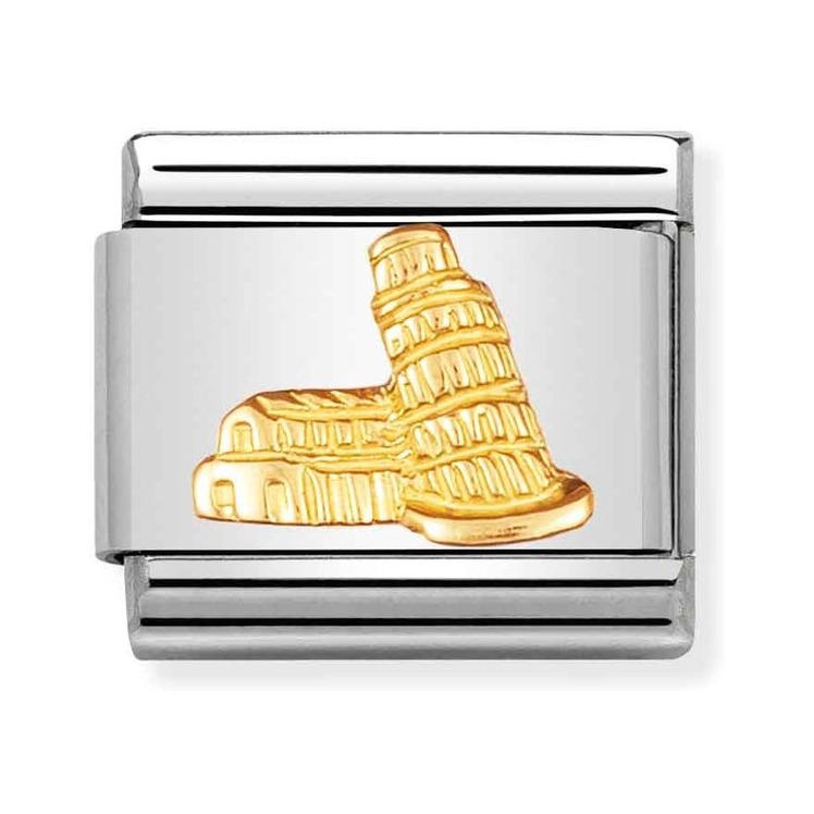 Nomination Composable Classic Charm Schiefer Turm von Pisa - Edelstahl, Gelbgold