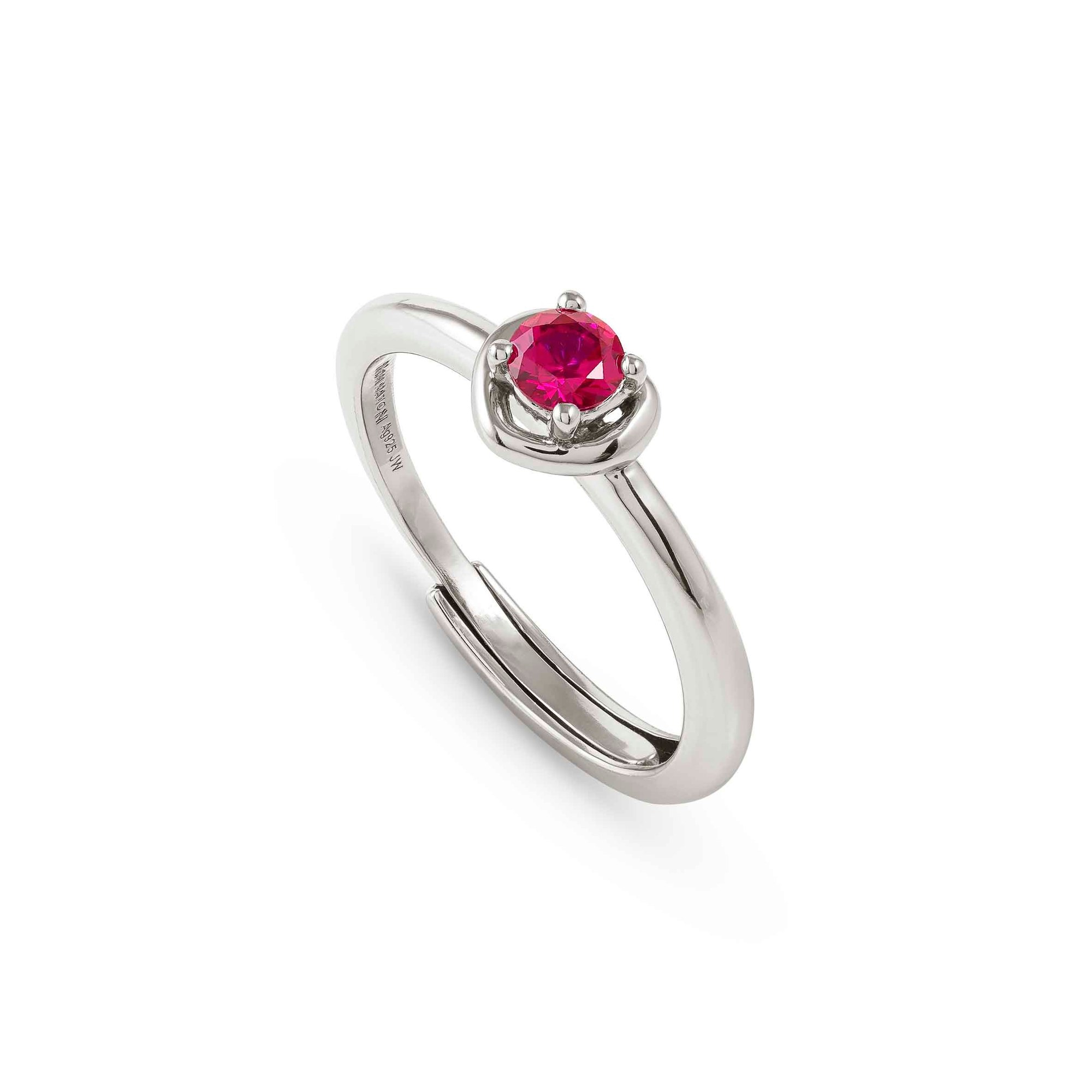 Nomination COSMICLOVE Ring aus Sterling Silber - farbigem Zirkonia - Herz - ROT - Gr. 51-59 verstellbar
