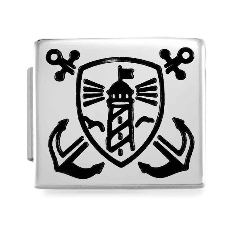 Nomination Composable Glam Charm Schild mit Leuchtturm - Edelstahl