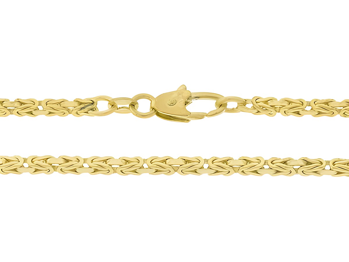 Königskette 333 Gold in 39 cm Länge mit einer Breite von 1,9 x 1,9 mm und einem Karabiner von Hersteller Juwelier Harnisch, elegante und zeitlose Schmuckstück.