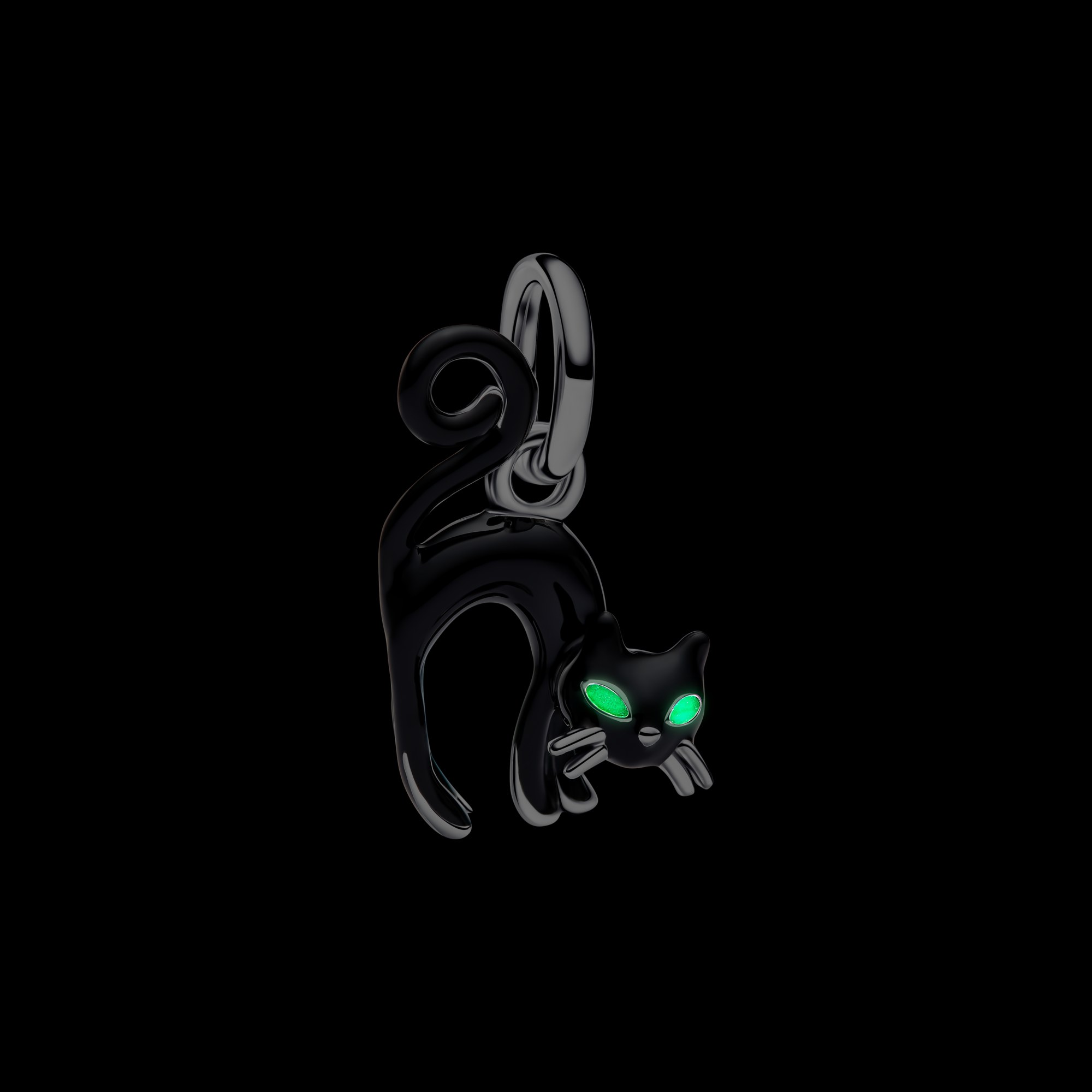 Pandora Schwarze Katze Charm-Anhänger - Sterling Silber - Emaille Schwarz – Ansicht 4