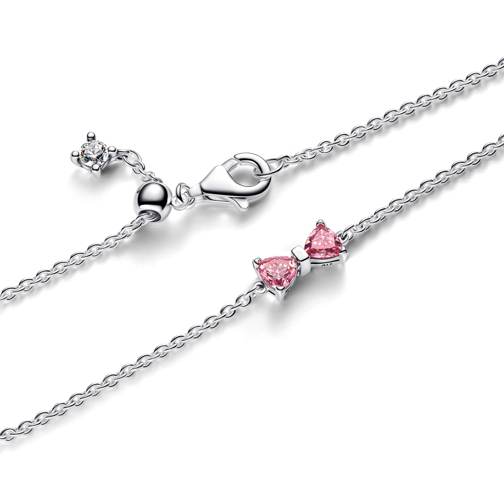 Pandora Schleife Kettenarmband - Sterling Silber - Zirkonia Pink – Ansicht 2