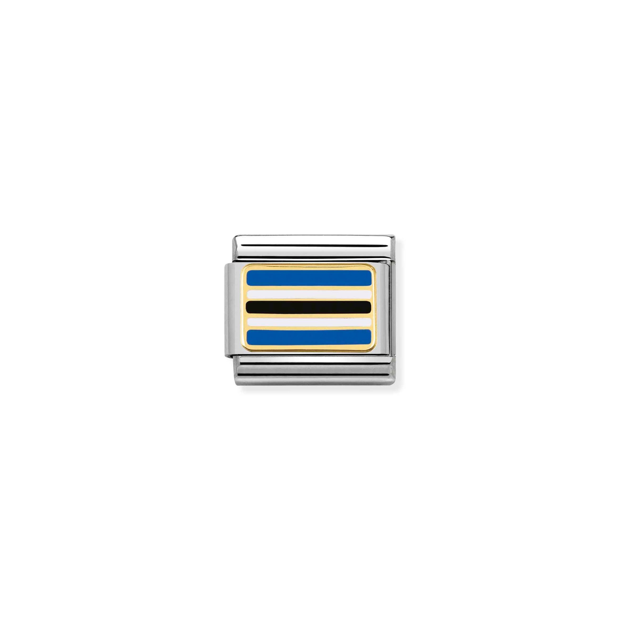 Nomination Composable Classic Charm Flagge Botswana - Edelstahl, Gold 750 Gelbgold, Emaille