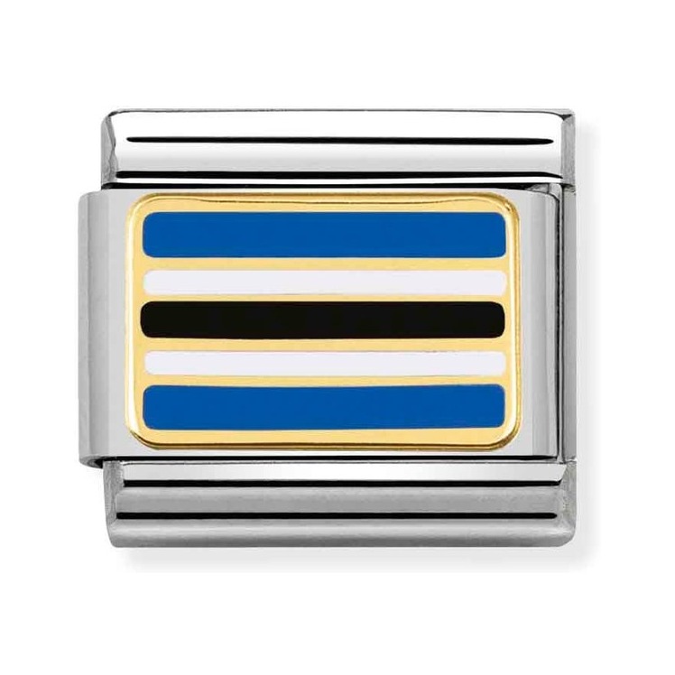 Nomination Composable Classic Charm Flagge Botswana - Edelstahl, Gold 750 Gelbgold, Emaille