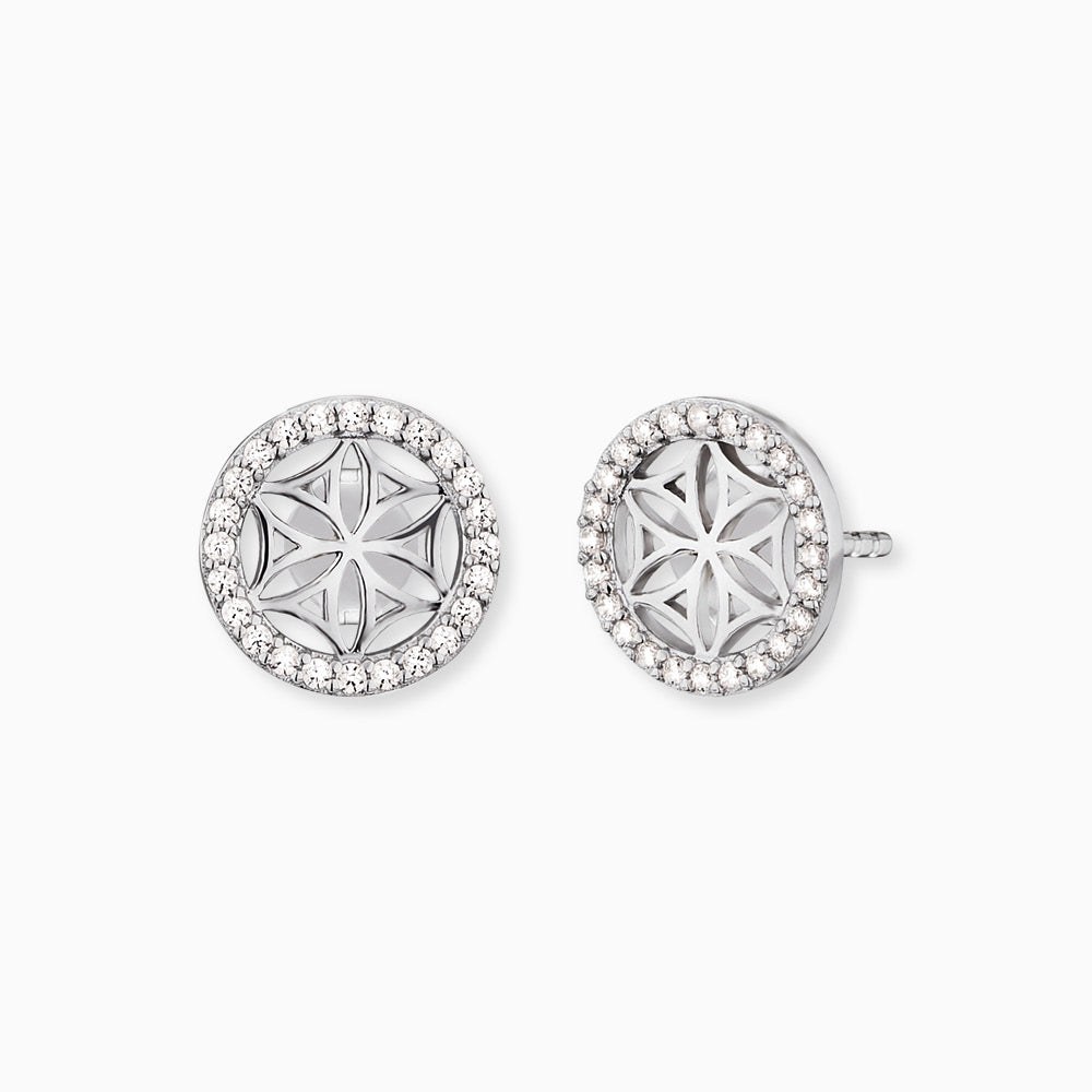 Engelsrufer LEBENSBLUME Ohrstecker mit Zirkonia - Silber rhodiniert 10 mm – Ansicht 2