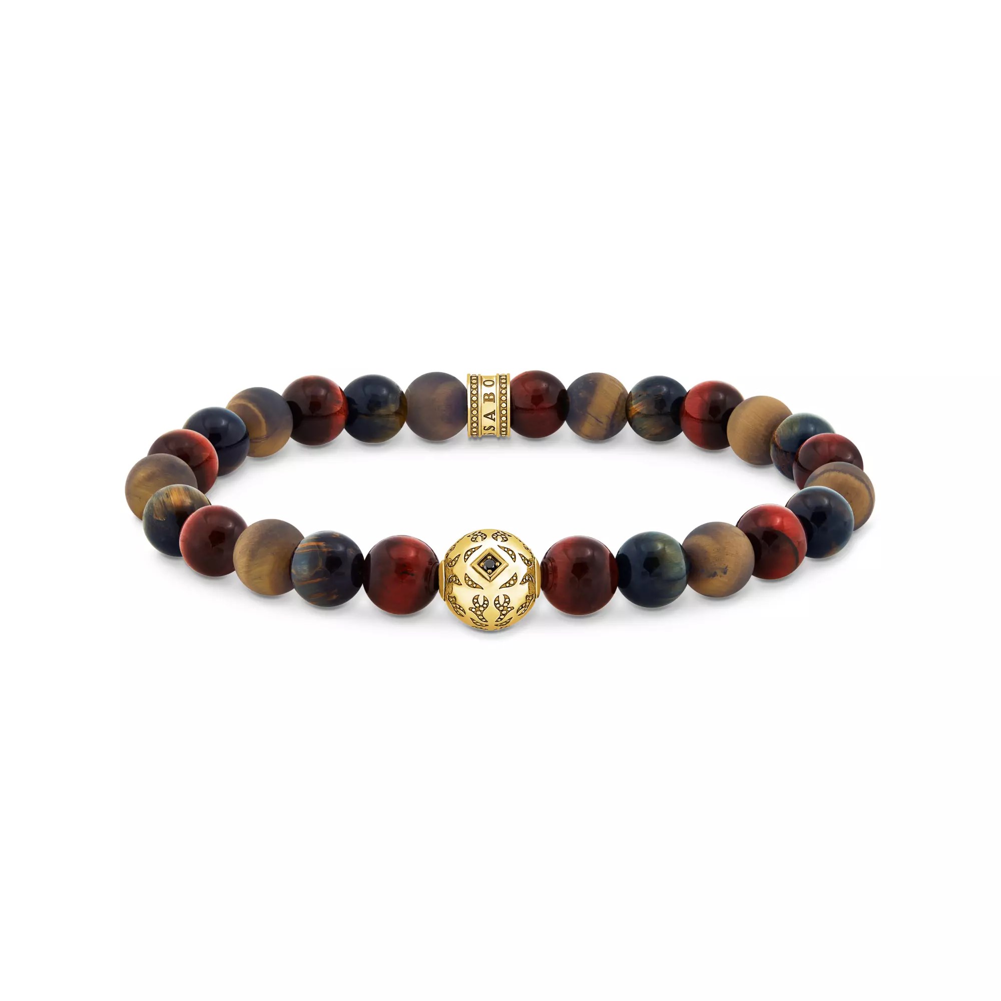 Thomas Sabo Armband - Beads - Silber Gelbgold verg. & Tigerauge & Zirkonia - braun - 16 cm