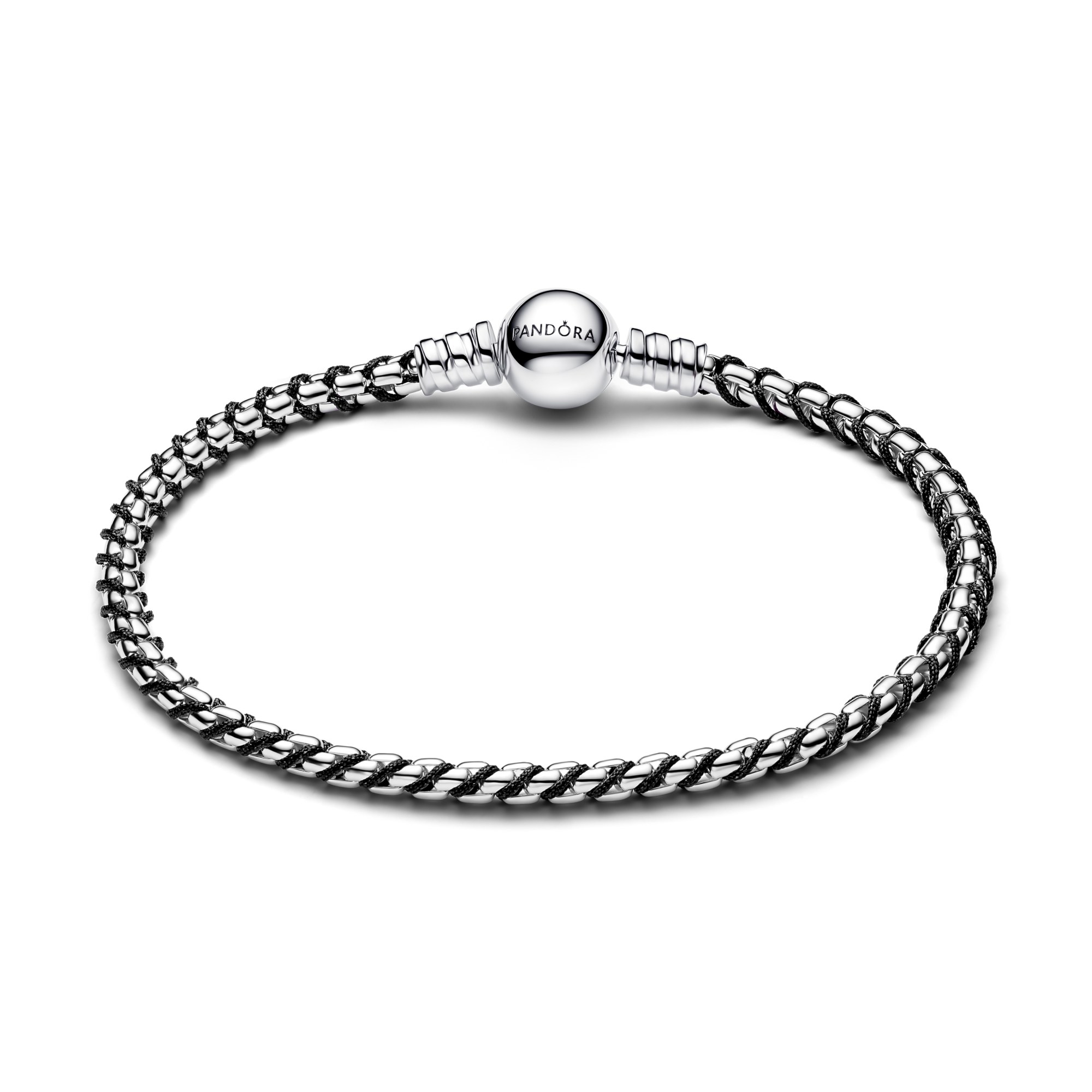 Pandora Schwarzes Kordel-Boxketten-Armband - Schwarz