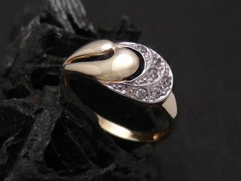 Gold Ring elegant Gold 585 bicolor mit Zirkonia, stilvoller Goldring Größe 56, hergestellt von Juwelier Harnisch, ideal bis Größe 56/18.