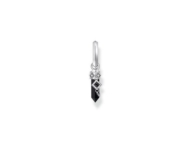 Einzel-Creole von Thomas Sabo mit schwarzem Onyx und Zirkonia dekoriert, in edlem Silber, modern und stilvoll, perfekt für jedes Outfit.
