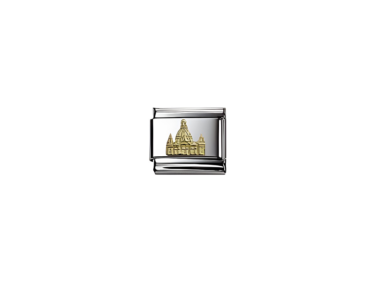 Dresdner Frauenkirche aus Gold und Silber, detaillierte Darstellung des berühmten Kirchengebäudes, edles Design für Schmuckliebhaber, Hersteller Nomination Classic, Modellnummer 030126 34.