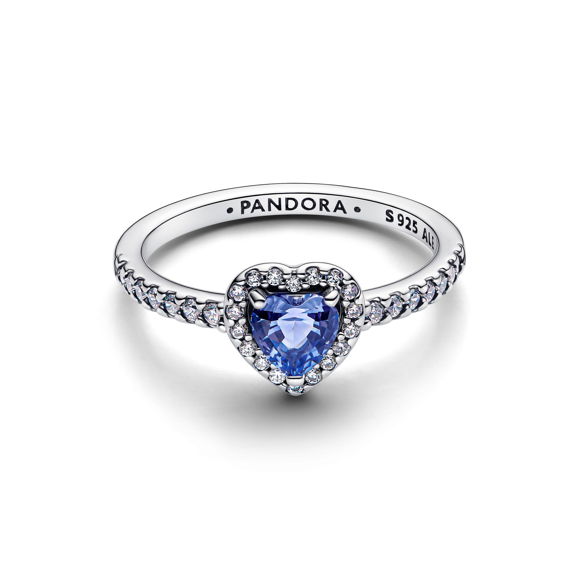 Pandora Funkelndes erhabenes Herz Ring - Sterling Silber - Steinmix Blau – Ansicht 2