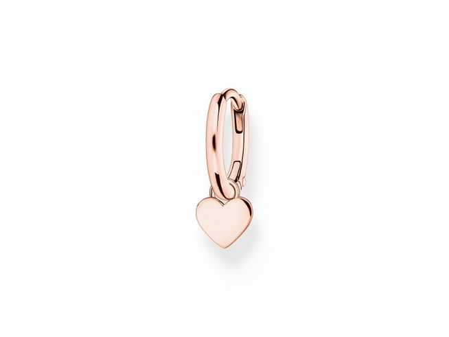 Ohrschmuck aus vergoldetem Roségold mit einem Herzanhänger, elegante Creole von Thomas Sabo, Modell CR696-415-40 aus Sterling Silber, ideal für stilvolle Akzente.
