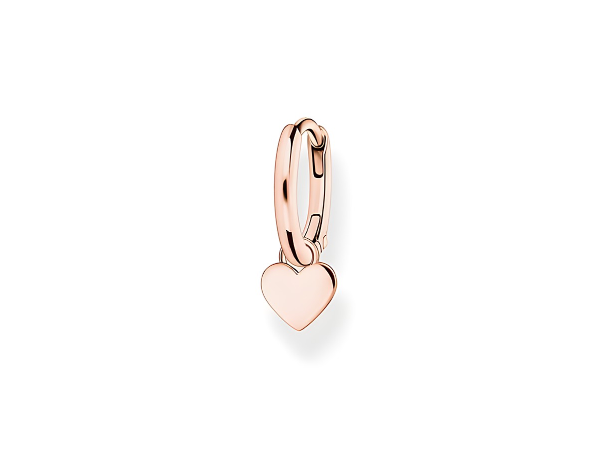 Ohrschmuck aus vergoldetem Roségold mit einem Herzanhänger, elegante Creole von Thomas Sabo, Modell CR696-415-40 aus Sterling Silber, ideal für stilvolle Akzente.