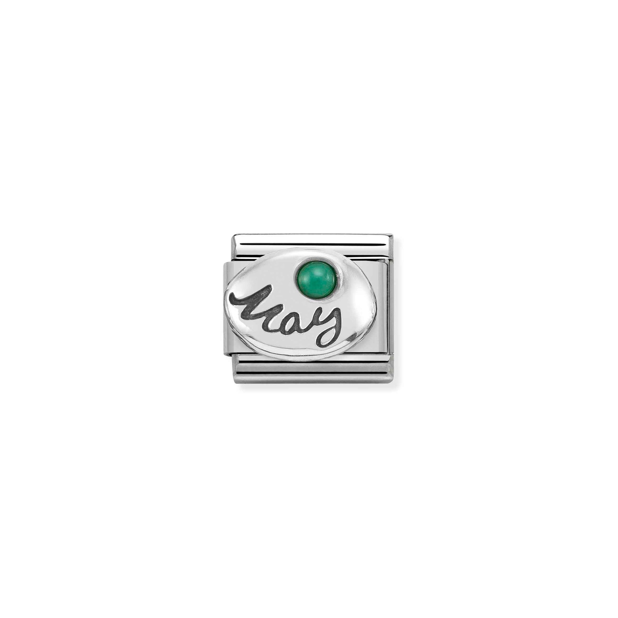 Nomination Composable Classic Charm Monatsstein Mai Smaragd - Edelstahl, Sterling Silber