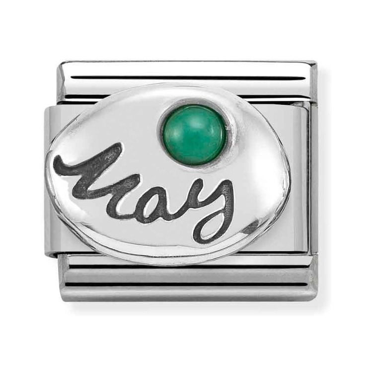 Nomination Composable Classic Charm Monatsstein Mai Smaragd - Edelstahl, Sterling Silber