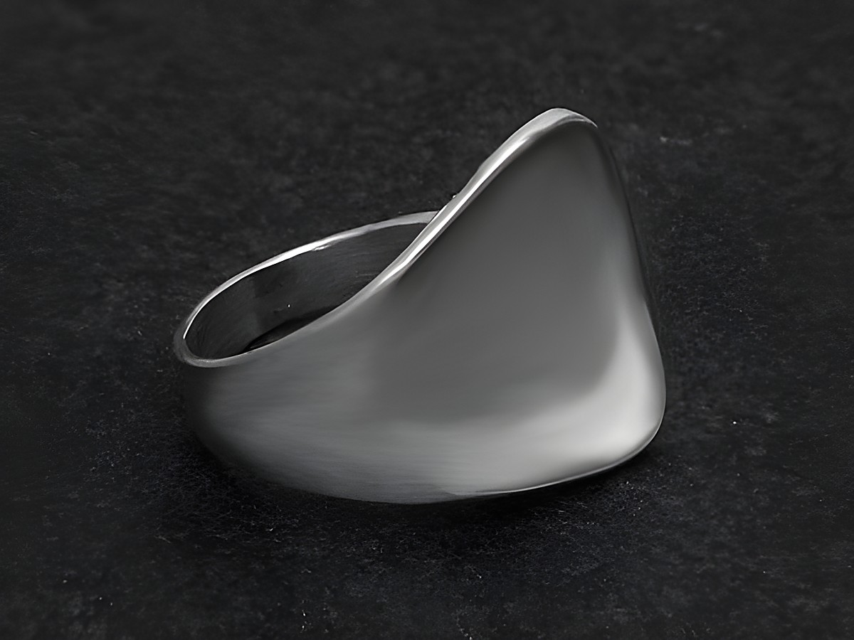 Silberring im Design matt, Größe etwas verstellbar, Hersteller Juwelier Harnisch, ohne Stein, zeigt eine moderne, geschwungene Form und eine glänzende Oberfläche.