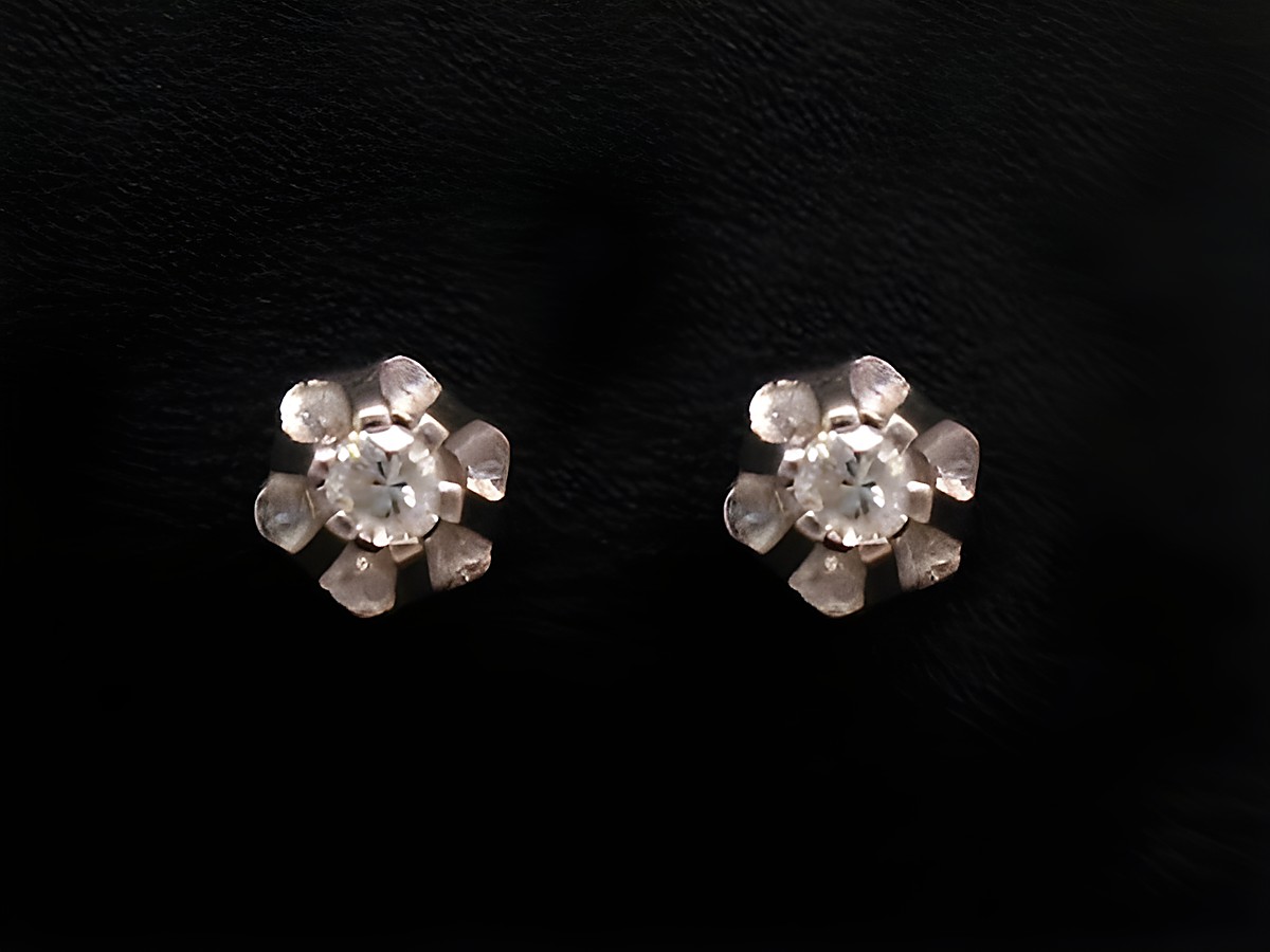 Ohrringe Brillant 0,10 ct. W/P1 in Blütenform aus Weißgold 585 vom Hersteller Juwelier Harnisch, exquisit verarbeitet und ideal für elegante Anlässe.