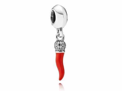 PANDORA - Charm-Anhänger - Glückshorn - 791361EN09 - Sterling Silber - rote Emaille