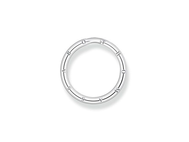 Thomas Sabo Gravur Schlüsselring BLANKO KR18-637-21 aus Silber, geschwärzt, mit gravierter Oberfläche und rundem Design, ideal für persönliche Gravuren.