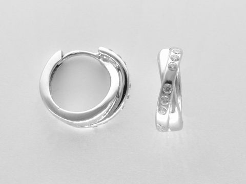 Silber Creolen 1,4 cm aus Sterling Silber mit Zirkonia, 4 x 2,7 mm, Hersteller Juwelier Harnisch, elegant und zeitlos, ideal für jeden Anlass. Prüfen Sie die Ausstrahlung der Ohrringe.