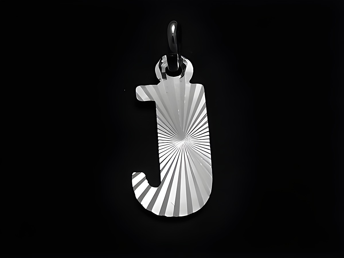 Sterling Silber Buchstaben Initialen Diamantschliff in Form des Buchstabens J, Hersteller Juwelier Harnisch, elegant und stilvoll gestaltet, ideal für personalisierte Schmuckstücke.