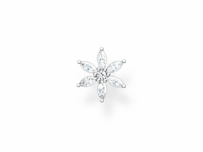 Thomas Sabo Charming Ohrstecker aus Sterling Silber mit Zirkonia in Weiß, schönes floral gestaltetes Design mit funkelnden Steinen, ideal für elegante Anlässe.