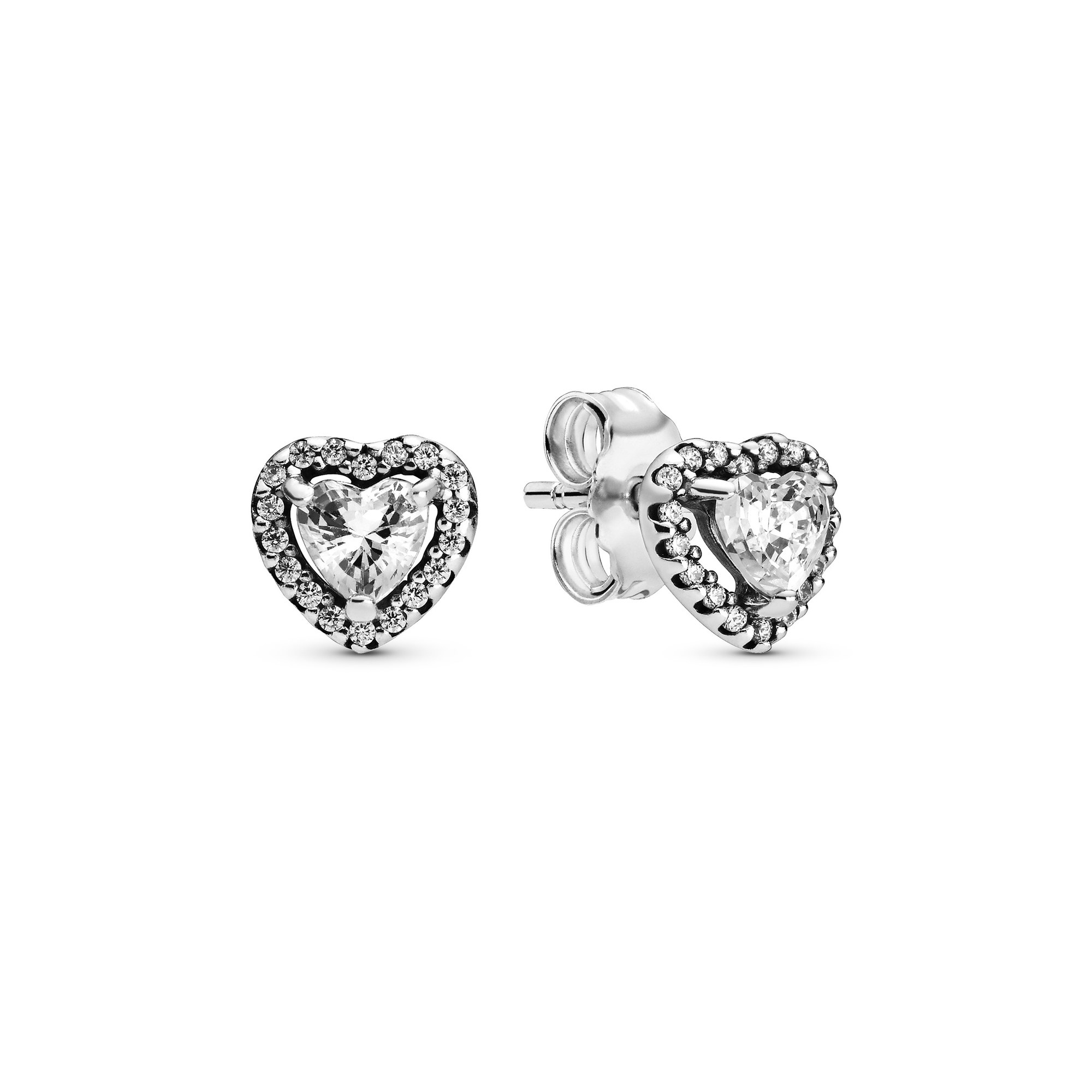 Pandora Heart - Herz Sterling Silber Ohrstecker + Zirkonia
