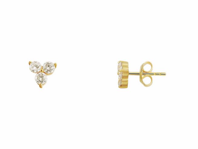 XS7345G Xenox Sterling Silber Ohrringe in Gelbgold Vergoldung mit funkelnden Steinen, stilvolles und elegantes Design, idealer Ohrschmuck für jeden Anlass.