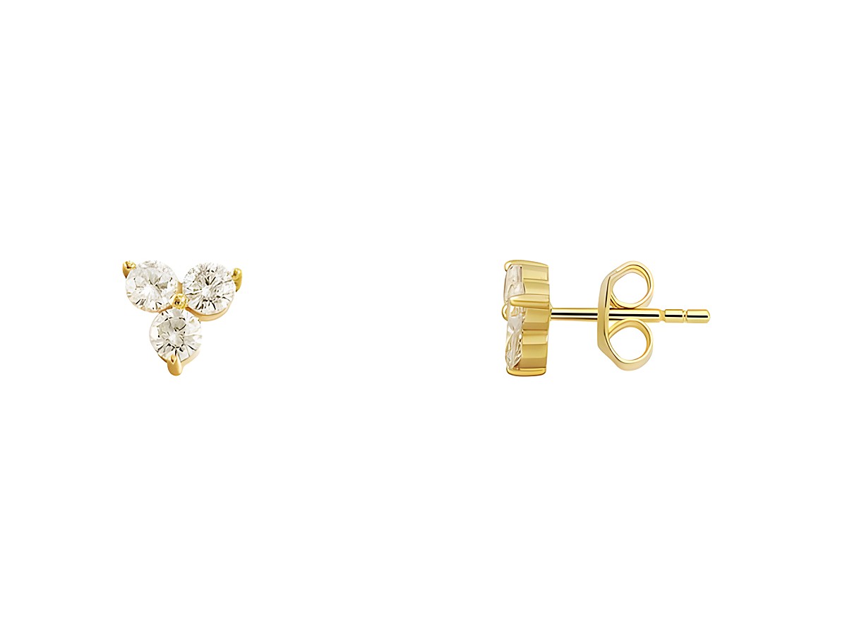 XS7345G Xenox Sterling Silber Ohrringe in Gelbgold Vergoldung mit funkelnden Steinen, stilvolles und elegantes Design, idealer Ohrschmuck für jeden Anlass.